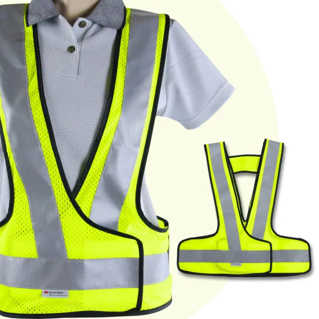 【Yenzch】2入 V型網布反光背心 台灣製/3M Scotchlite RM-10534(螢光黃)