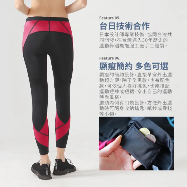【FREEZONE】現貨 中度支撐配色緊身壓力長褲 女款-FZ350能量型(機能壓縮/吸濕排汗/慢跑登山運動/健身瑜珈)
