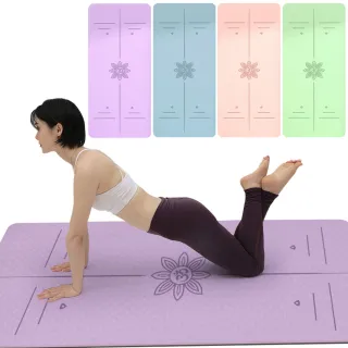 【keep power】體位線瑜珈長墊+背帶+透氣網袋(環保TPE/加大加厚/瑜珈墊/跳繩墊/靜音健身墊)