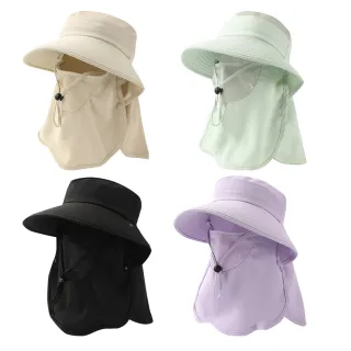 【SUNLY】夏季護頸護臉防曬帽 大帽檐遮陽帽 透氣速乾遮陽帽 騎行抗UV面罩 登山帽(GL026)