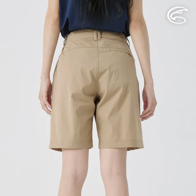 【ADISI】女彈性透氣快乾休閒五分褲AP2511084卡其(四面彈 透氣 吸濕排汗 速乾 休閒褲 短褲)