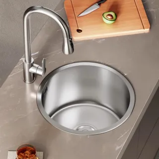 【XYG】圓形水槽304不鏽鋼單槽吧台陽台茶水間小尺寸水池(廚房水槽/洗手盆)