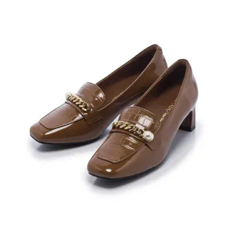 【FAIR LADY】出清品_優雅小姐 時髦方頭壓紋樂福鞋(焦糖棕、6B2973)