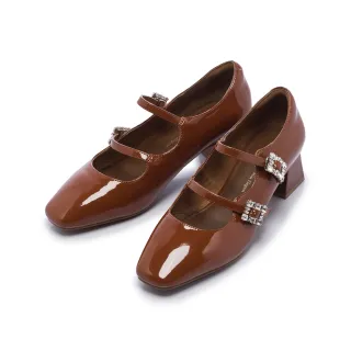 【FAIR LADY】出清品_優雅小姐 摩登雙帶鑽扣瑪莉珍鞋(棕、6G2991)