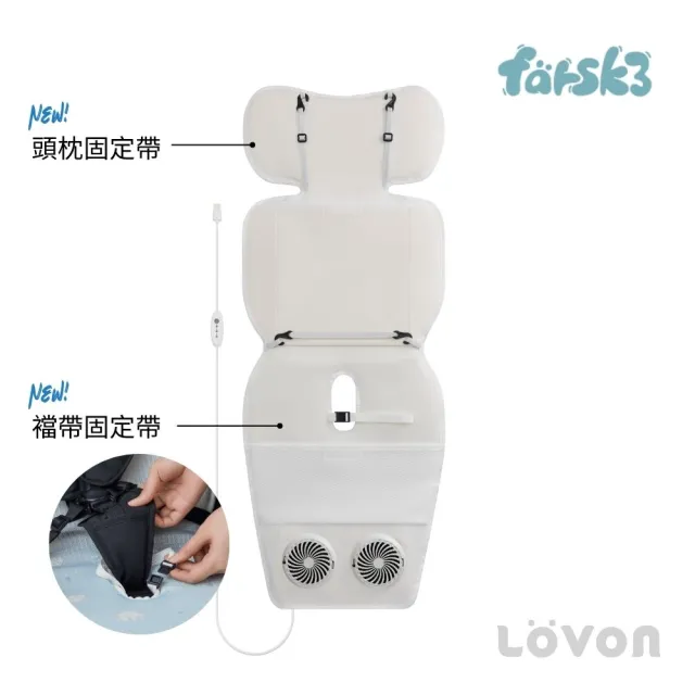 【LOVON】Farsk3 嬰幼兒雙風扇冰涼坐墊 (嬰兒推車涼墊 汽座涼墊 風扇墊 推車坐墊)
