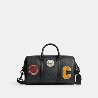 【COACH】蔻馳官方直營 VENTURER 經典Logo貼飾27號行李包-青銅色硬體/炭黑色 混合色(CY821)