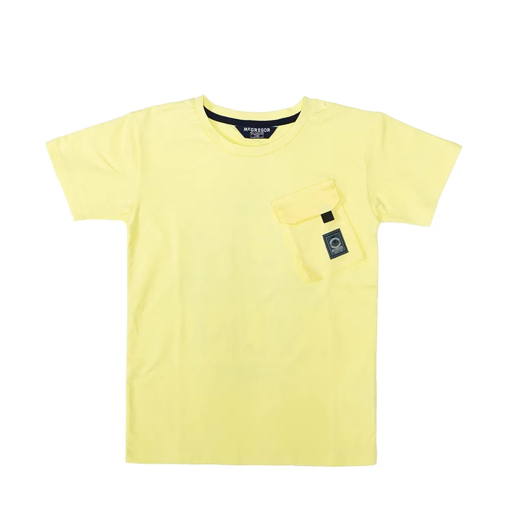 【MCGREGOR 瑪格麗格】單面針織休閒貼袋印花圓領T恤 男童款(231709字體印花圖案)