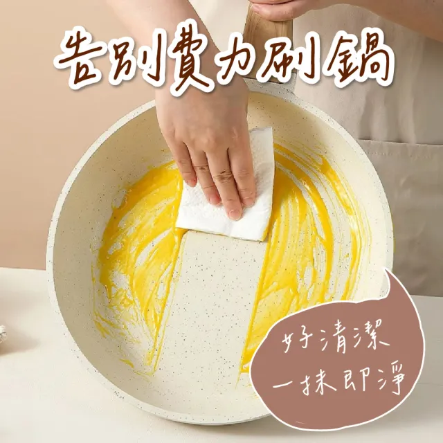 【鼎匠】無鉚釘 麥飯石不沾鍋 加深平底鍋28cm附玻璃鍋蓋 不挑爐具IH電磁爐 超輕量煎鍋炒鍋 人體工學木紋柄