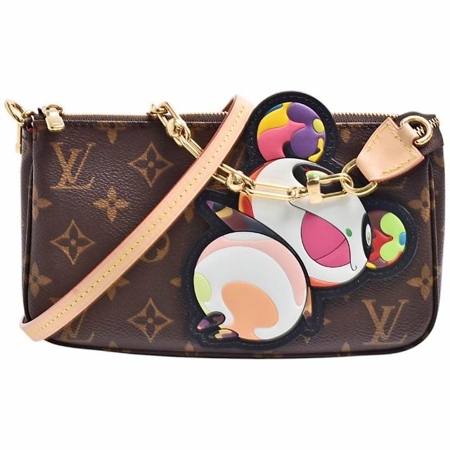 LV LOUIS VUITTON路易威登 M13440 村上隆熊貓經典 Pochette 系列 Monogram 帆布手提/肩背腋下包