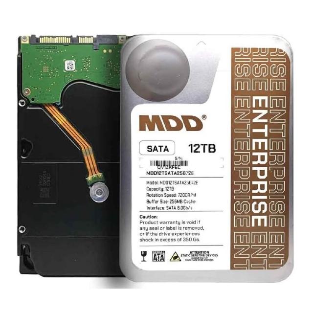 企業級 12TB 7200轉 3.5吋 SATA 256MB緩存 4年保固 MDD12TSATA25672E