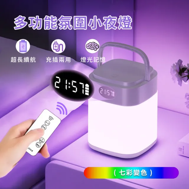 LED護眼床頭燈 可遙控檯燈 智能定時 觸控七彩夜燈 無線遙控檯燈 氛圍燈  新年禮物(手提/壁掛/桌面)