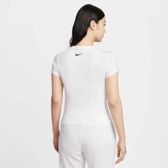 【NIKE 耐吉】短袖上衣 運動 休閒 短版 修身 女 AS W NSW CHLL KNT MD CRP GCEL 白色(IF0393100)