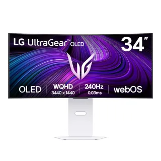 【LG 樂金】34GX90SA-W 34型 2K OLED 21:9 240Hz 曲面智慧聯網電競螢幕(800R/0.03ms/內建喇叭)