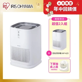 【IRIS】【超值2入組】空氣清淨機 IAP-A25(HEPA13高效/小坪數/節能省電/三段風速/商品機器內含濾網x1)