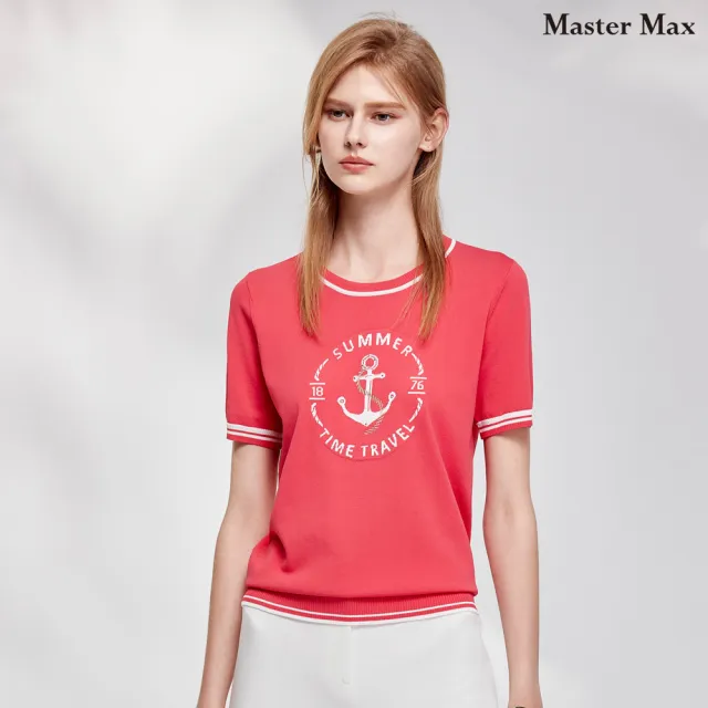 【Master Max】夏日繡船錨圖細針針織短袖上衣(8418034)