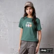 【JEEP】女裝 花卉圖騰純棉短袖T恤(綠色)