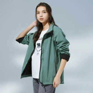 【JEEP】女裝 簡約素面立領修身外套(綠色)