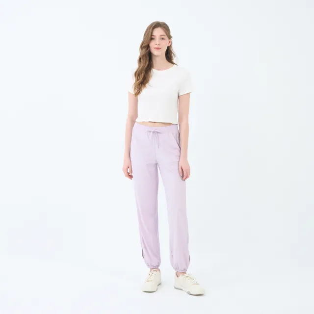 【GIORDANO 佐丹奴】女裝抗UV冰涼感束口褲 G-Motion系列(32 蘭花瓣紫)