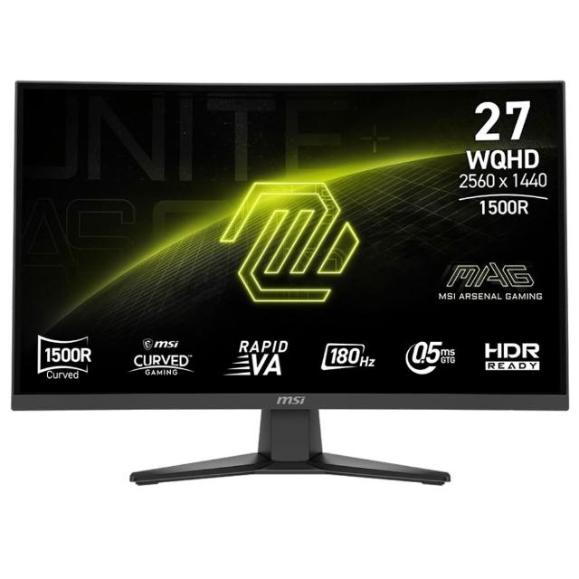 【MSI 微星】MAG 275CQF E18 27型 180Hz 電競曲面螢幕(0.5ms/WQHD/HDR/1500R)