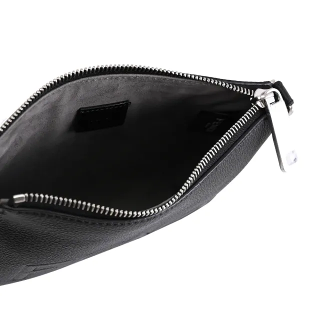 【FENDI 芬迪】FF Afte 經典LOGO壓印荔枝牛皮秀包斜背包(黑)