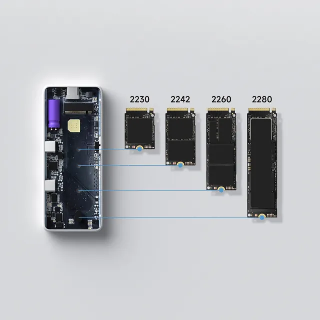 【HAGiBiS】MC200Pro鋁合金Type-C M.2 NVMePD硬碟盒擴充器(NVMe硬盤盒+USB2.0+PD100W+寫保護開關)