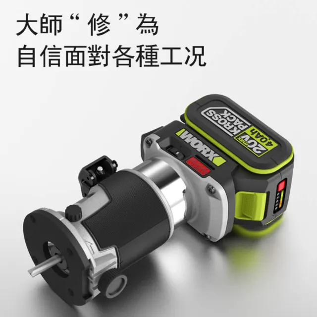 【WORX 威克士】20V 無刷鋰電修邊機 WU560.1(修邊機 鋰電 路打 無刷 木工修邊刀 銑木板 鋁塑板 無碳刷馬達)