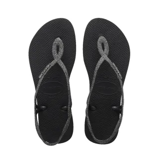 【havaianas 哈瓦仕】拖鞋 女鞋 涼鞋 巴西  Luna Premium 黑/深灰 4146130-4057W