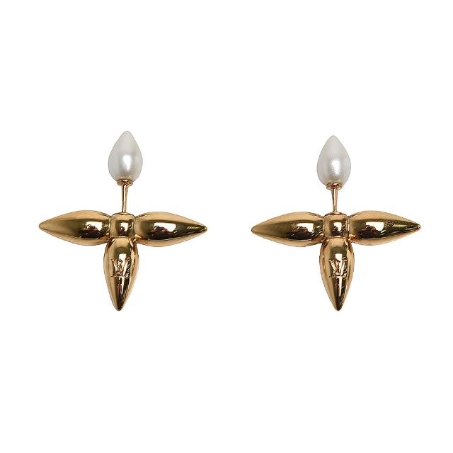 高階時尚品牌 LouisVuitton 路易威登 推出的限量版 LOUISETTE 立體花卉穿式耳環，以精緻合金製成，設計華麗典雅，尺寸為長3cm X 高3cm，附原廠包裝盒與防塵套，適合追求奢華風格的女性。