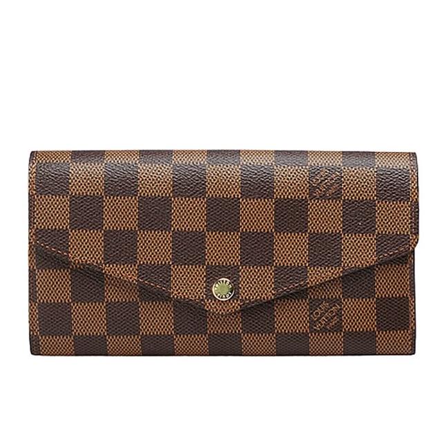 【Louis Vuitton 路易威登】N63209 Sarah系列經典Damier帆布棋盤格暗釦長夾