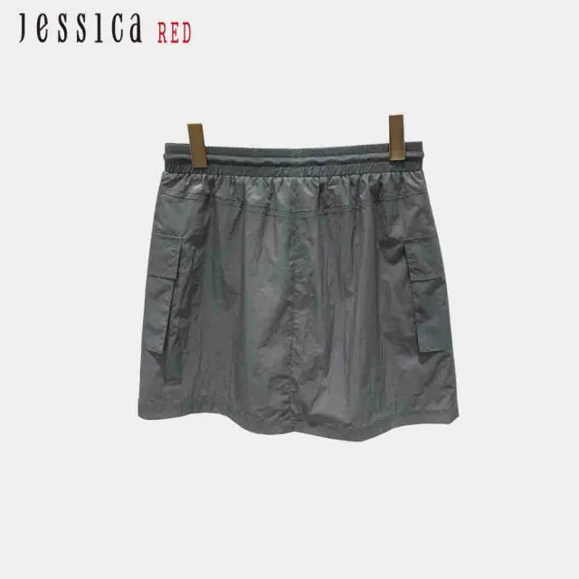 【Jessica Red】個性休閒時尚工裝風鬆緊腰短裙R53101