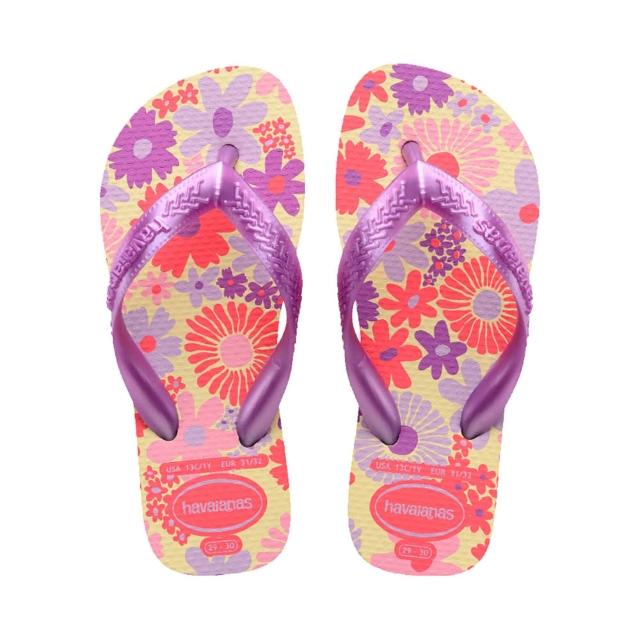 【havaianas 哈瓦仕】拖鞋 童鞋 兒童 夾腳拖 花卉 花朵 漸層 Kids Flores 紫 4000052-9256K(哈瓦士)