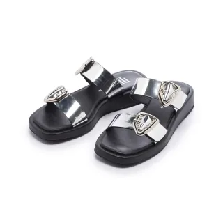 【FAIR LADY】出清品_軟實力 潮流雙帶釦厚底涼拖鞋(亮銀/2J2892 女鞋)