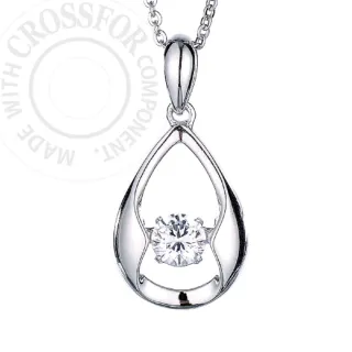 【CROSSFOR】日本Dancing Stone柔情蜜語 懸浮閃動項鍊 精美盒裝(日本原廠進口主鑽/純銀不過敏 禮物)