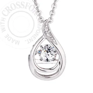 【CROSSFOR】日本Dancing Stone 幸福淚滴 懸浮閃動項鍊 精美盒裝(日本原廠進口主鑽純銀不過敏 禮物)