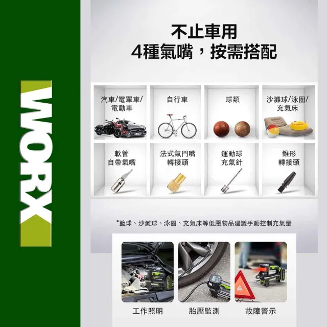 【WORX 威克士】20V 高壓打氣泵 WU092.1(打氣機 打氣泵 充氣泵 雙缸 鋰電 高壓打氣機 鋰電雙缸高壓打氣機)