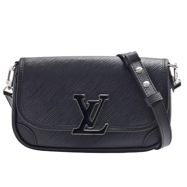LV LOUIS VUITTON路易威登 M59386 經典黑色 LOGO EPI 皮革 Buci 系列磁釦斜背包