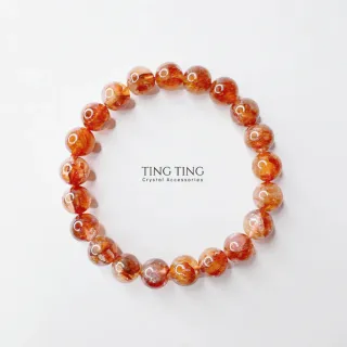 【天天水晶 TINGTING】牛血紅 紅膠花 濃色 素圈水晶手鍊(開運招財 增人緣桃花 辟邪保平安)