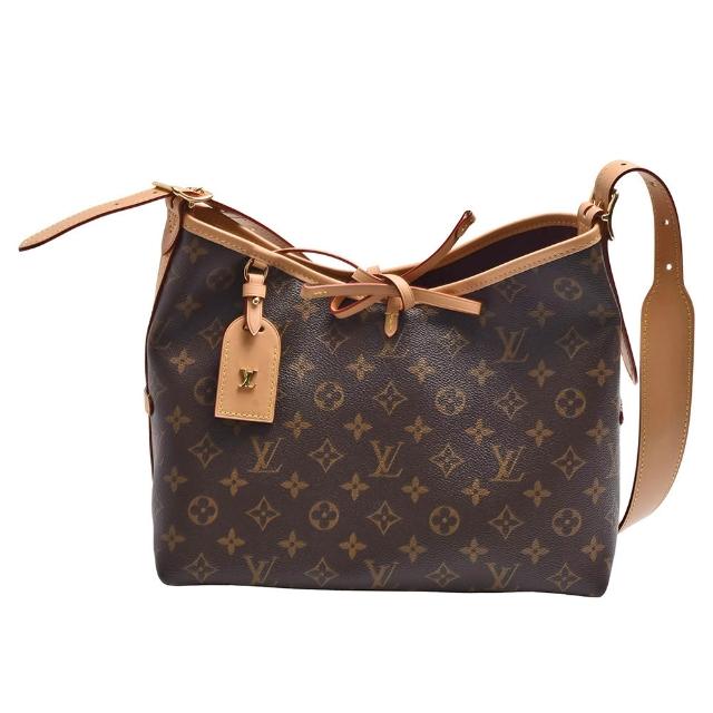 【Louis Vuitton 路易威登】M46203 CARRYALL PM系列Monogram帆布牛皮飾邊手提/肩背包