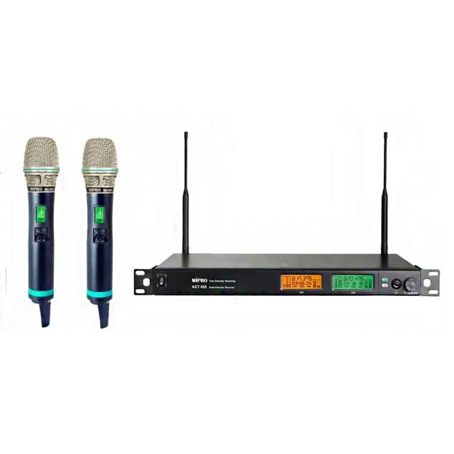【MIPRO】ACT-525 配2手握式無線麥克風ACT-500H(UHF類比雙頻道無線麥克風)
