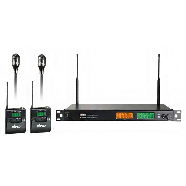 【MIPRO】ACT-525 配2領夾式無線麥克風(UHF類比雙頻道無線麥克風)