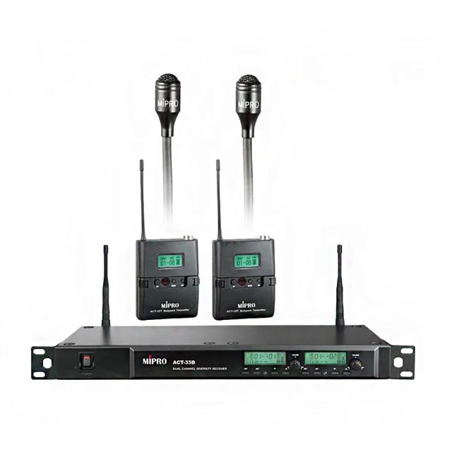 【MIPRO】ACT-35B 配2領夾式麥克風+2發射器(UHF類比1U雙頻道接收機)
