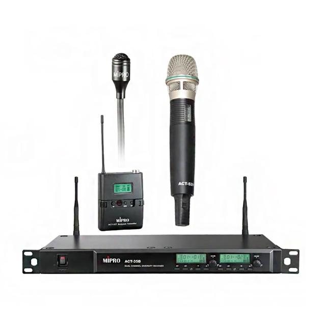 【MIPRO】ACT-35B 配1手握ACT52H管身、MU90音頭+1領夾式麥克風+1發射器(UHF類比1U雙頻道接收機)