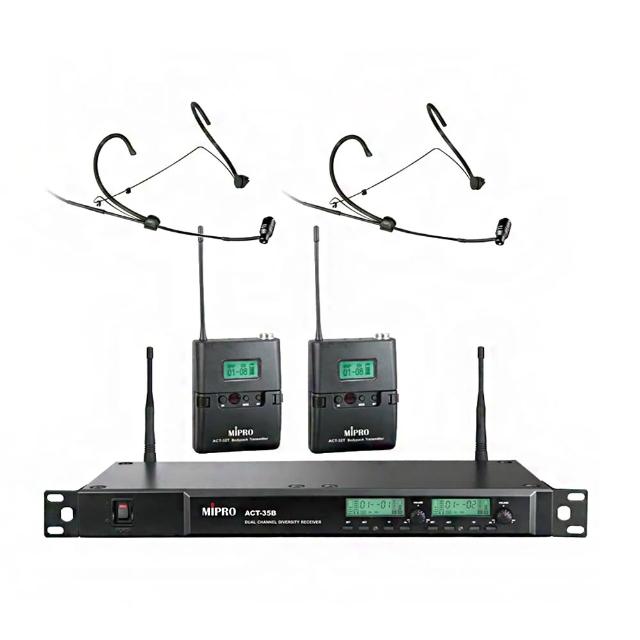 【MIPRO】ACT-35B 配2頭戴式麥克風+2發射器(UHF類比1U雙頻道接收機)