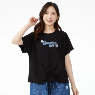 【betty’s 貝蒂思】星星字母刺繡造型抽繩T-shirt(黑色)