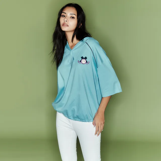 【ICHE 衣哲】Cop.Copine法式時尚休閒落肩寬袖連帽造型上衣