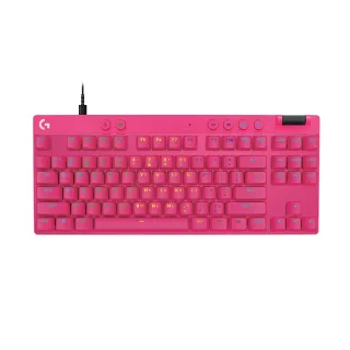 【Logitech G】PRO X TKL RAPID 磁性類比式鍵軸有線電競鍵盤(桃紅)