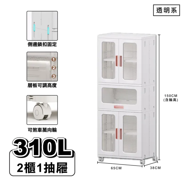 【ONE HOUSE】巨無霸新式流川摺疊雙開門3層收納櫃 置物櫃 _任選(66寬360L/75寬420L)