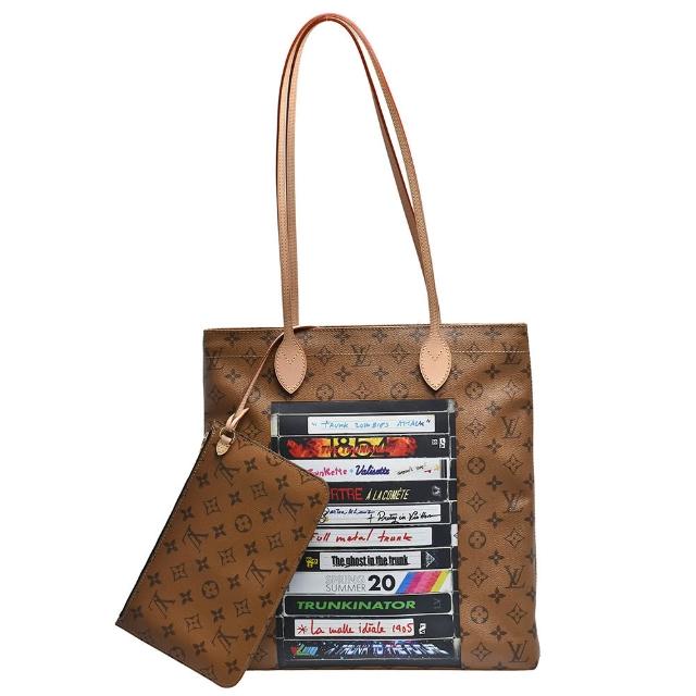 LV LOUIS VUITTON路易威登 M45198 經典 CARRY IT 系列 Monogram Reverse 帆布肩背托特包