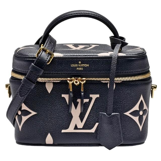 LV LOUIS VUITTON路易威登 M45780 經典 VANITY PM 系列 Empreinte 雙色牛皮手提 / 斜背化妝包