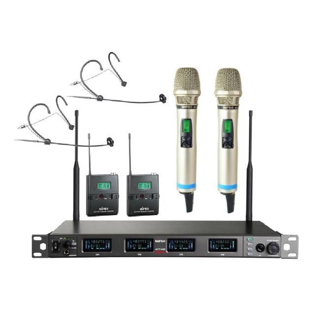 【MIPRO】ACT-848 配2手握ACT-800H+2頭戴式(UHF數位寬頻四頻道無線麥克風)